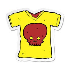 sticker of a cartoon skull tee