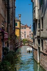 Italy, Venice, a narrow river in a city