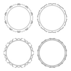 Set of decorative design elements. Four hand-drawn frames