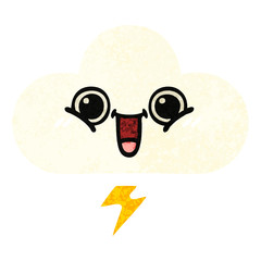 retro illustration style cartoon storm cloud