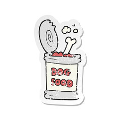 retro distressed sticker of a cartoon dog food