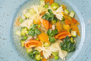 vegetables one third into the soup