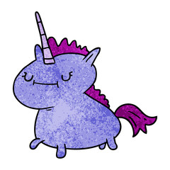 textured cartoon doodle of a magical unicorn