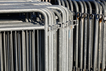 Metal barriers stacked together