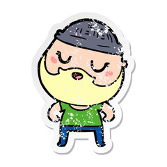 distressed sticker of a cute cartoon man with beard
