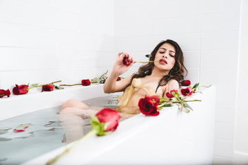 in a bath of roses