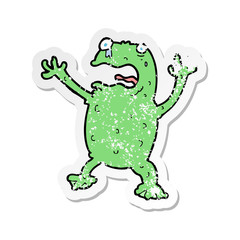 Fototapeta premium retro distressed sticker of a cartoon frightened frog