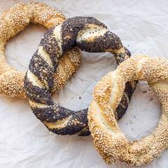 Traditional Turkish pastries - buns in the form of twisted bagels rings