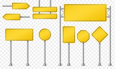 Set of yellow road signs © Roman