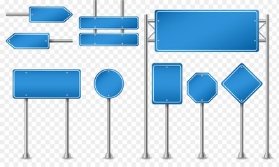 Set of blue road signs