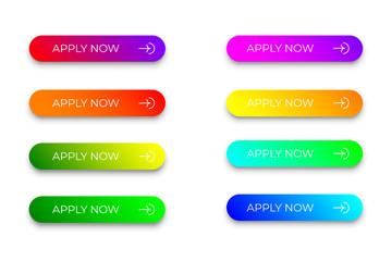 Obraz premium Set of bright colorful apply now buttons