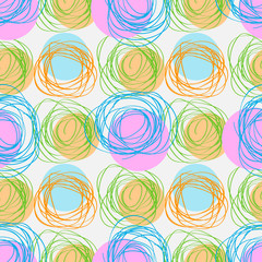 Abstract geometric seamless patternscribble circles texture. Hand drawn vector illustration
