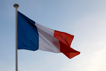 Naklejka na ściany i meble French National flag in the wind