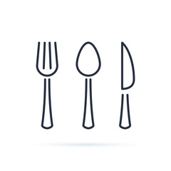 Spoon, fork and knife icon vector. Cutlery icon symbol. Cutlery line icons isolated on white background. Cafe cutlery