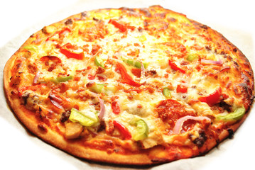 Hot Pizza on Parchment Paper