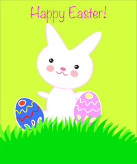 easter funny hare in kawaii style