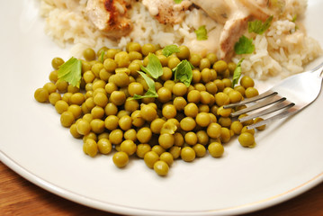 Cooked Peas Sprinkled with Fresh Chopped Parsley
