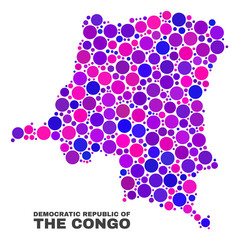 Mosaic Democratic Republic of the Congo map isolated on a white background. Vector geographic abstraction in pink and violet colors.