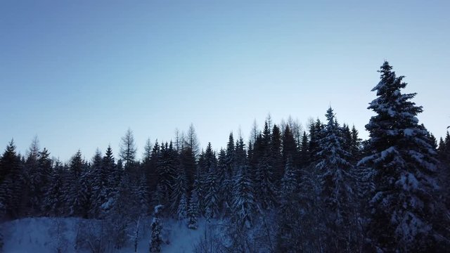 Sunny winter day pan over a frozen lake.