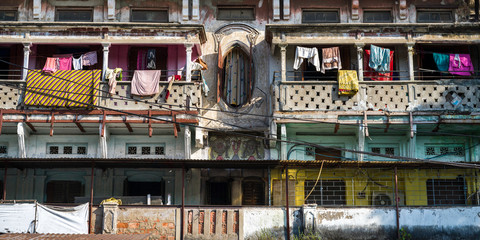 Low angle view of old buildings, Kolkata, West Bengal, India