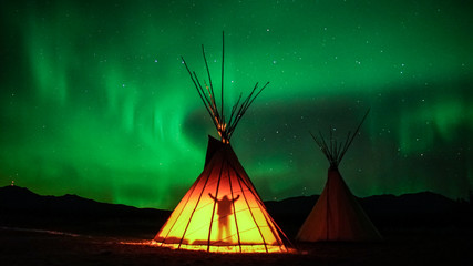 Northern Lights teepee Yukon