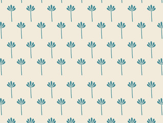 Geometric sequence of turquoise twig retro abstract elegant seamless integration pattern for surface design. Turquoise twig patterns illustration on cream background.