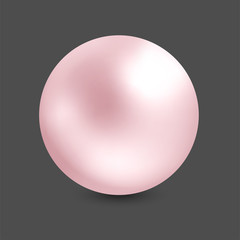 realistic pearl on gray background. Pink 3d sphere