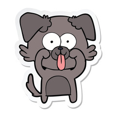 sticker of a cartoon dog with tongue sticking out