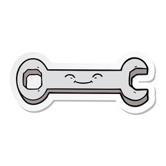 sticker of a cartoon spanner