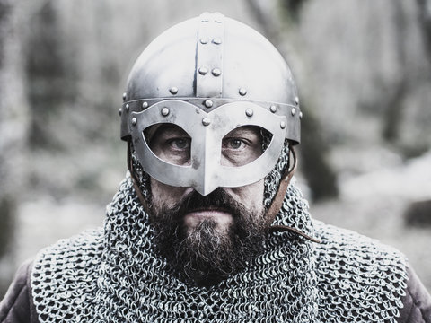 Warrior with viking helmet