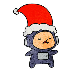 christmas textured cartoon of kawaii astronaut