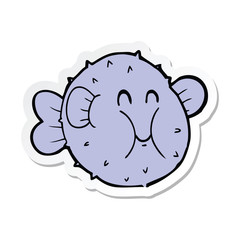 sticker of a cartoon puffer fish