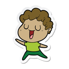 sticker of a laughing cartoon man