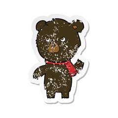 retro distressed sticker of a cartoon cute black bear