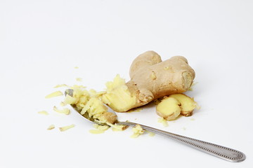 ginger on a table no people on white background stock photo