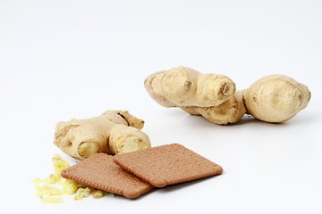 ginger on a table no people on white background stock photo