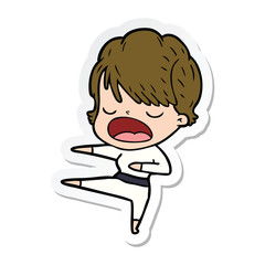 sticker of a cartoon woman talking