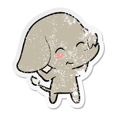 distressed sticker of a cute cartoon elephant