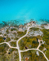 Aerial view of island coast