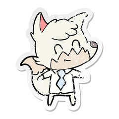 Obraz na płótnie Canvas distressed sticker of a cartoon friendly fox