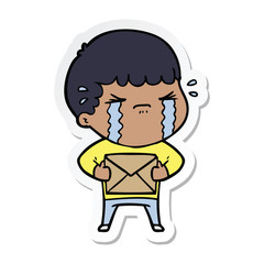 sticker of a cartoon man crying