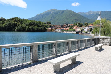 Waterfront of Mergozzo at Lake Mergozzo in summer, Italy