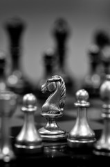 Chess Pieces on Board for Game and Strategy