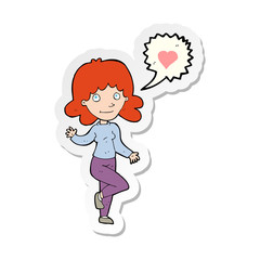 sticker of a cartoon woman in love
