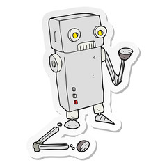 sticker of a cartoon broken robot