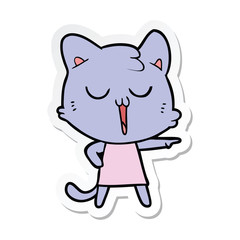 sticker of a cartoon cat singing