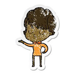 distressed sticker of a cartoon woman