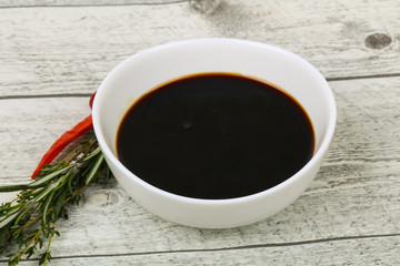 Soya sauce in the bowl