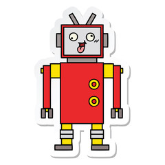 sticker of a cute cartoon crazy robot