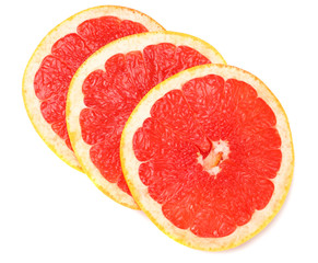 Naklejka na ściany i meble healthy food. sliced grapefruit isolated on white background. top view